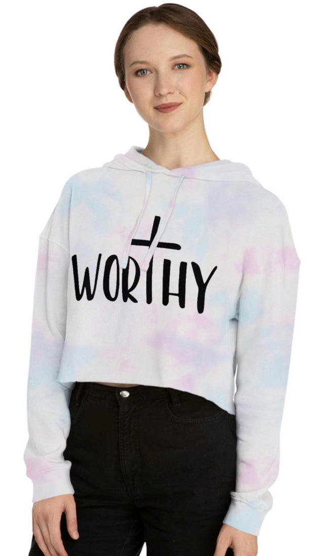 Christian Sweatshirt Worthy Cool Women’s Cropped Hooded