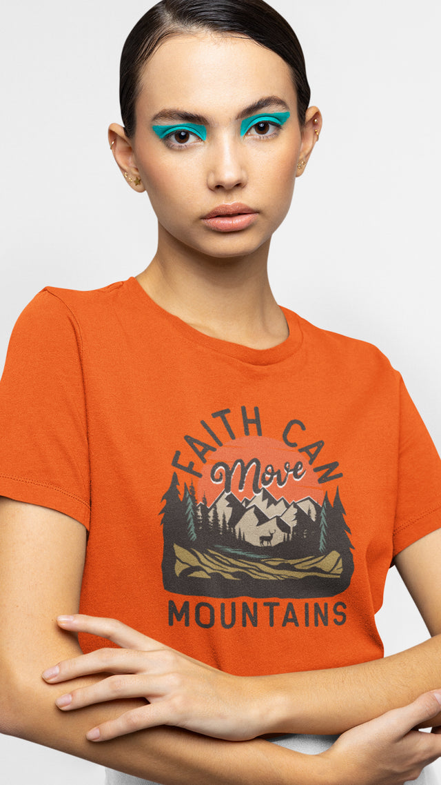 Christian T-Shirt Faith Can Move Mountain Heavy Cotton